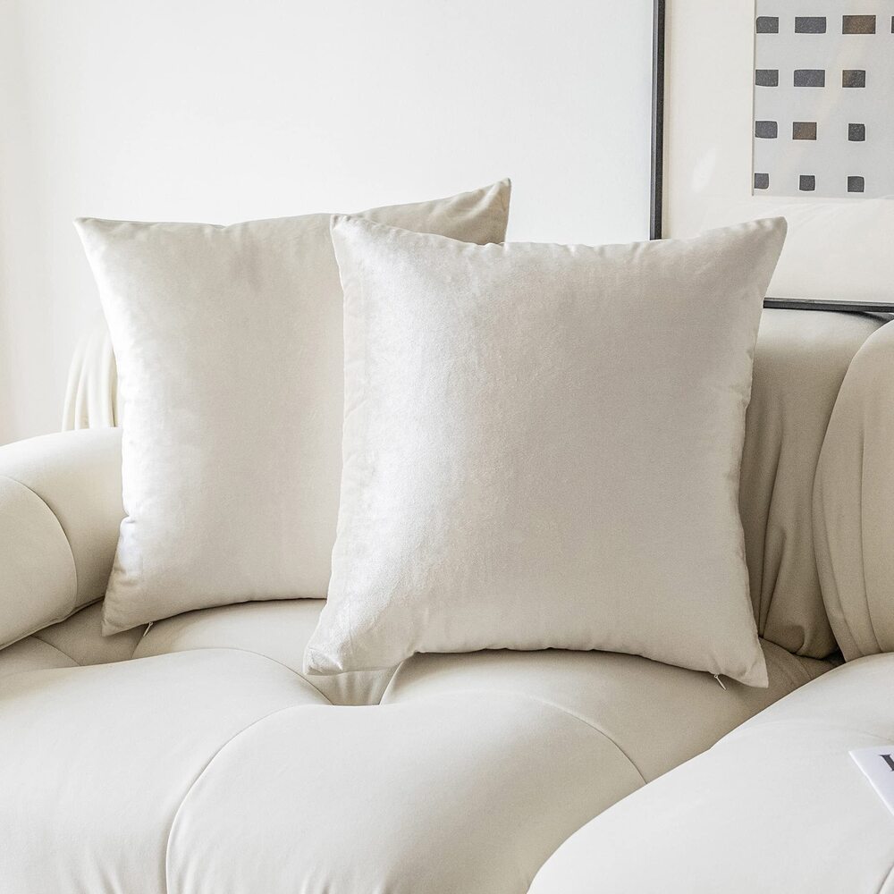 5129 White Decorative Pillow Covers 18x18 Soft Velvet Throw Pillows